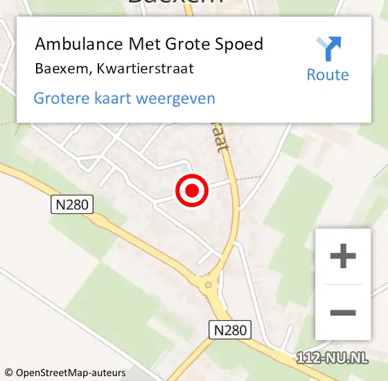 Locatie op kaart van de 112 melding: Ambulance Met Grote Spoed Naar Baexem, Kwartierstraat op 25 februari 2018 08:56