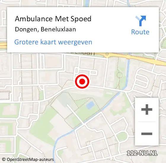 Locatie op kaart van de 112 melding: Ambulance Met Spoed Naar Dongen, Beneluxlaan op 25 februari 2018 08:57