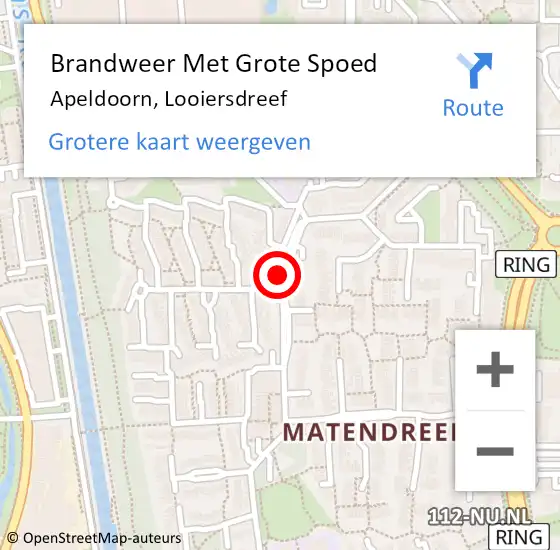 Locatie op kaart van de 112 melding: Brandweer Met Grote Spoed Naar Apeldoorn, Looiersdreef op 25 februari 2018 09:07