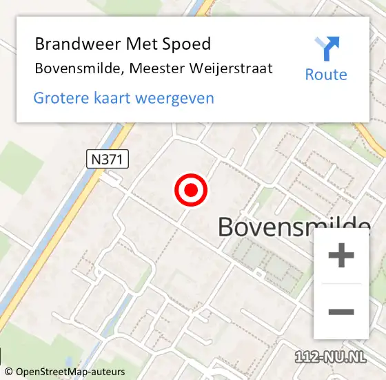 Locatie op kaart van de 112 melding: Brandweer Met Spoed Naar Bovensmilde, Meester Weijerstraat op 25 februari 2018 09:54