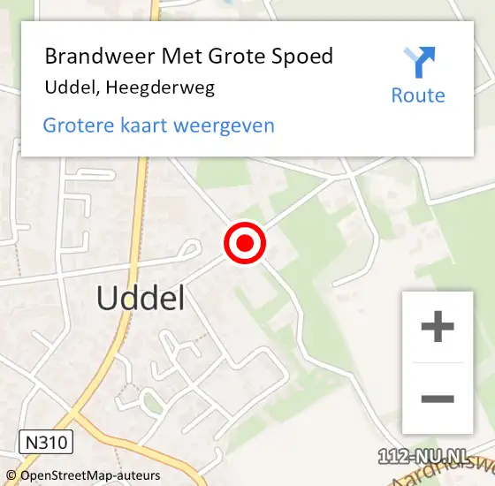 Locatie op kaart van de 112 melding: Brandweer Met Grote Spoed Naar Uddel, Heegderweg op 25 februari 2018 10:15