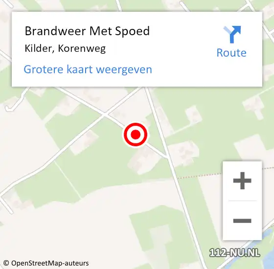 Locatie op kaart van de 112 melding: Brandweer Met Spoed Naar Kilder, Korenweg op 25 februari 2018 10:22