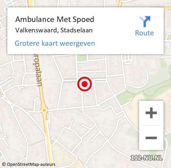 Locatie op kaart van de 112 melding: Ambulance Met Spoed Naar Valkenswaard, Stadselaan op 25 februari 2018 10:29