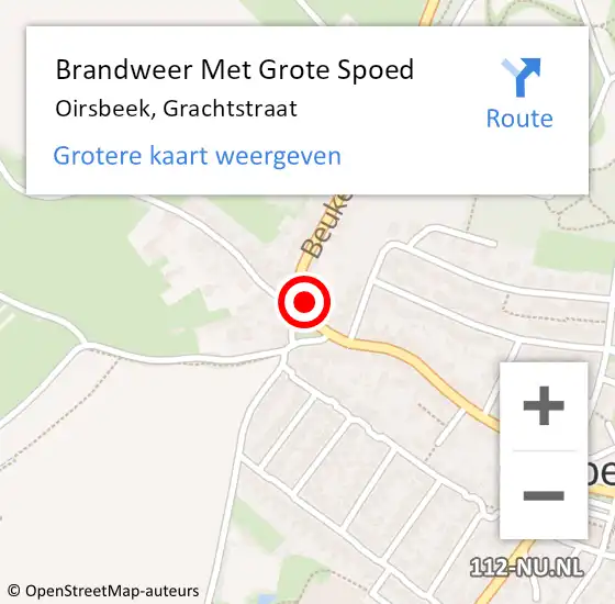 Locatie op kaart van de 112 melding: Brandweer Met Grote Spoed Naar Oirsbeek, Grachtstraat op 25 februari 2018 11:32