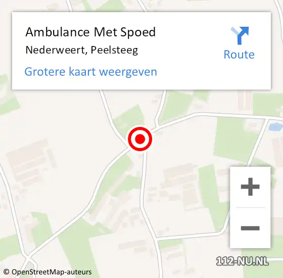 Locatie op kaart van de 112 melding: Ambulance Met Spoed Naar Nederweert, Peelsteeg op 25 februari 2018 11:48