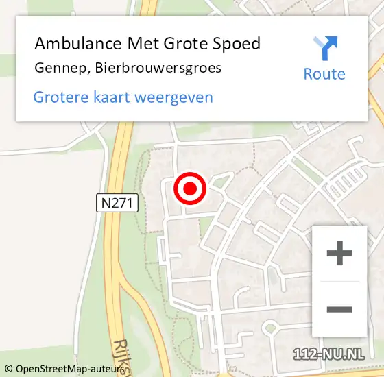 Locatie op kaart van de 112 melding: Ambulance Met Grote Spoed Naar Gennep, Bierbrouwersgroes op 25 februari 2018 11:53