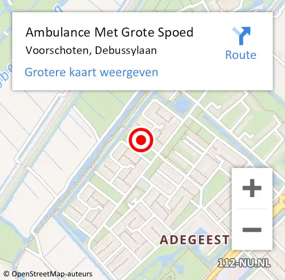 Locatie op kaart van de 112 melding: Ambulance Met Grote Spoed Naar Voorschoten, Debussylaan op 25 februari 2018 12:52