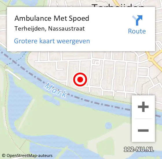 Locatie op kaart van de 112 melding: Ambulance Met Spoed Naar Terheijden, Nassaustraat op 25 februari 2018 13:06