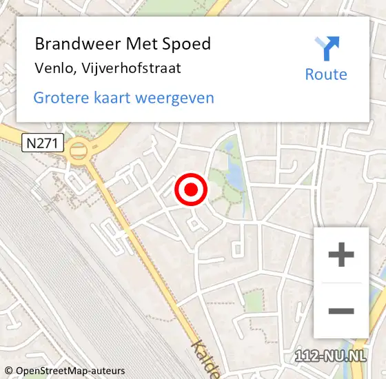 Locatie op kaart van de 112 melding: Brandweer Met Spoed Naar Venlo, Vijverhofstraat op 25 februari 2018 13:21