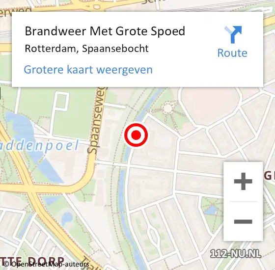 Locatie op kaart van de 112 melding: Brandweer Met Grote Spoed Naar Rotterdam, Spaansebocht op 25 februari 2018 13:27