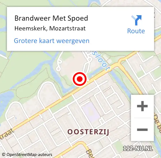 Locatie op kaart van de 112 melding: Brandweer Met Spoed Naar Heemskerk, Mozartstraat op 25 februari 2018 13:34