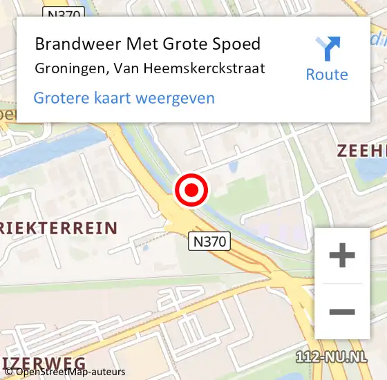 Locatie op kaart van de 112 melding: Brandweer Met Grote Spoed Naar Groningen, Van Heemskerckstraat op 25 februari 2018 13:42