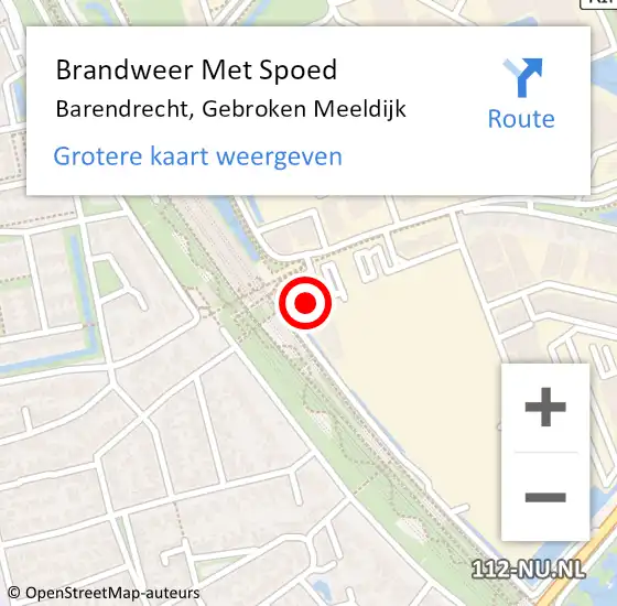 Locatie op kaart van de 112 melding: Brandweer Met Spoed Naar Barendrecht, Gebroken Meeldijk op 25 februari 2018 13:52