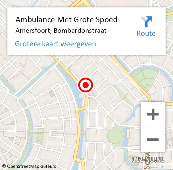 Locatie op kaart van de 112 melding: Ambulance Met Grote Spoed Naar Amersfoort, Bombardonstraat op 25 februari 2018 14:24