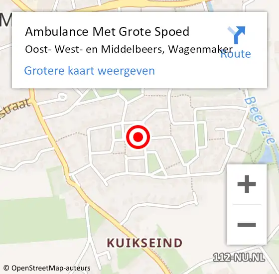 Locatie op kaart van de 112 melding: Ambulance Met Grote Spoed Naar Oost- West- en Middelbeers, Wagenmaker op 25 februari 2018 14:29
