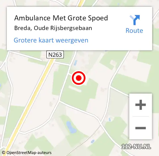 Locatie op kaart van de 112 melding: Ambulance Met Grote Spoed Naar Breda, Oude Rijsbergsebaan op 25 februari 2018 15:06