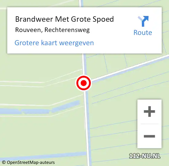 Locatie op kaart van de 112 melding: Brandweer Met Grote Spoed Naar Rouveen, Rechterensweg op 25 februari 2018 15:39