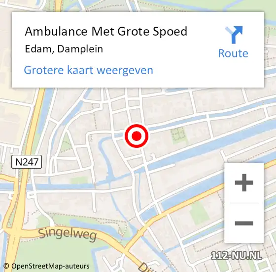 Locatie op kaart van de 112 melding: Ambulance Met Grote Spoed Naar Edam, Damplein op 25 februari 2018 15:57