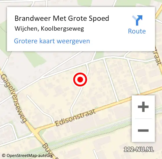 Locatie op kaart van de 112 melding: Brandweer Met Grote Spoed Naar Wijchen, Koolbergseweg op 25 februari 2018 15:59