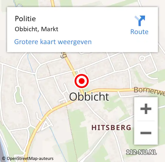 Locatie op kaart van de 112 melding: Politie Obbicht, Markt op 25 februari 2018 16:24