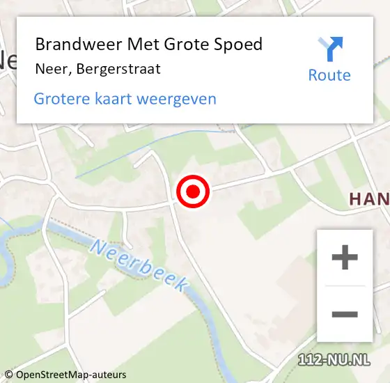 Locatie op kaart van de 112 melding: Brandweer Met Grote Spoed Naar Neer, Bergerstraat op 25 februari 2018 16:31