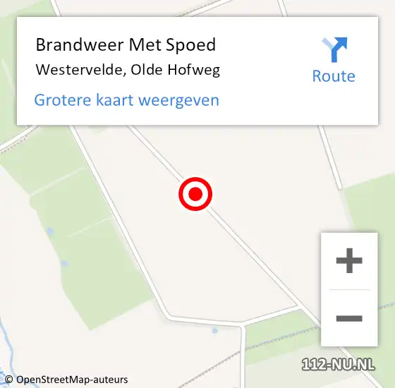 Locatie op kaart van de 112 melding: Brandweer Met Spoed Naar Westervelde, Olde Hofweg op 25 februari 2018 16:40