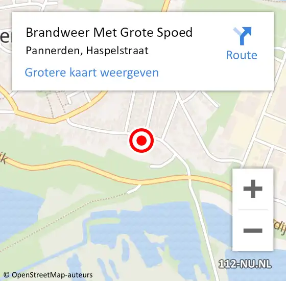 Locatie op kaart van de 112 melding: Brandweer Met Grote Spoed Naar Pannerden, Haspelstraat op 25 februari 2018 17:07