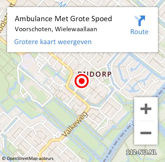 Locatie op kaart van de 112 melding: Ambulance Met Grote Spoed Naar Voorschoten, Wielewaallaan op 25 februari 2018 17:14