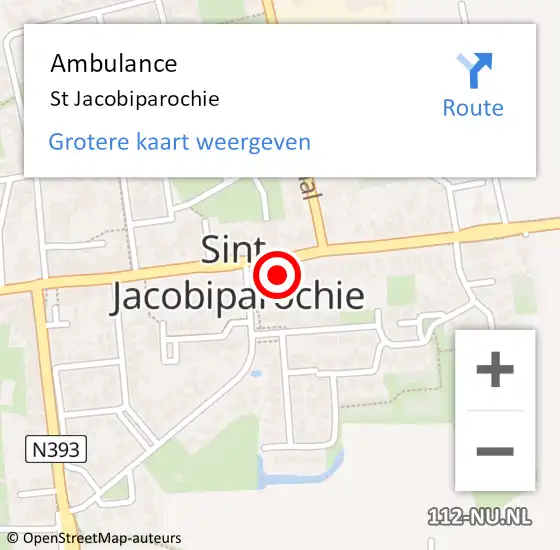 Locatie op kaart van de 112 melding: Ambulance St Jacobiparochie op 25 februari 2018 17:25