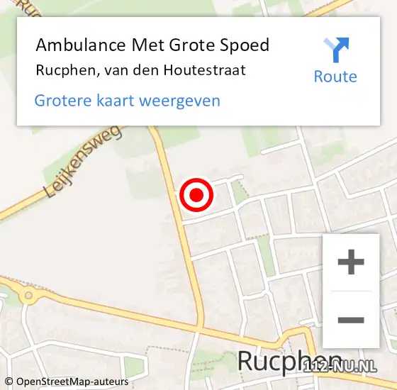 Locatie op kaart van de 112 melding: Ambulance Met Grote Spoed Naar Rucphen, van den Houtestraat op 25 februari 2018 17:43