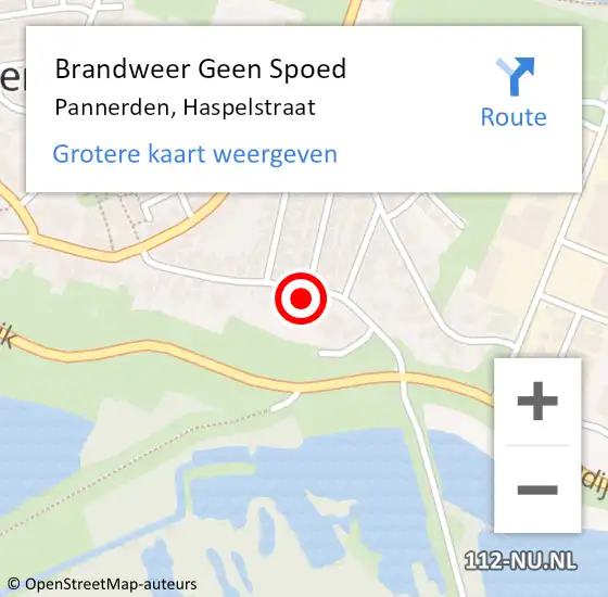 Locatie op kaart van de 112 melding: Brandweer Geen Spoed Naar Pannerden, Haspelstraat op 25 februari 2018 17:43