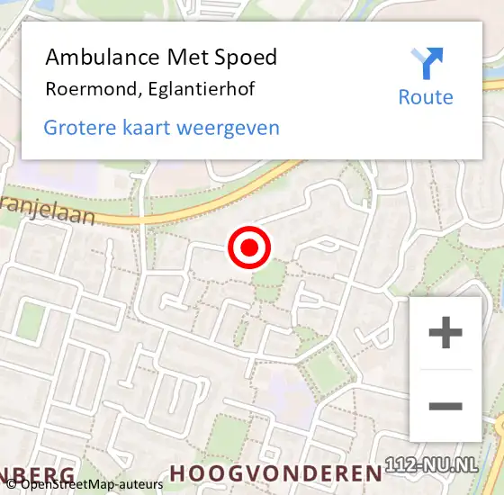 Locatie op kaart van de 112 melding: Ambulance Met Spoed Naar Roermond, Eglantierhof op 25 februari 2018 17:44