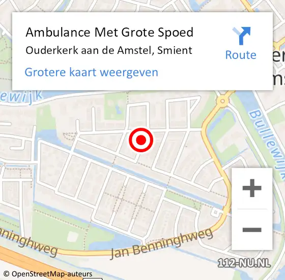 Locatie op kaart van de 112 melding: Ambulance Met Grote Spoed Naar Ouderkerk aan de Amstel, Smient op 25 februari 2018 17:47