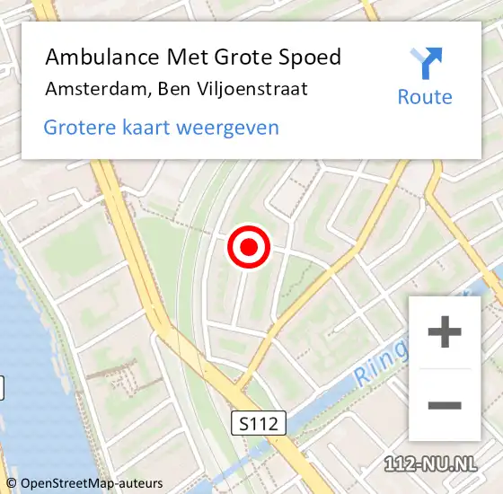 Locatie op kaart van de 112 melding: Ambulance Met Grote Spoed Naar Amsterdam, Ben Viljoenstraat op 25 februari 2018 17:52