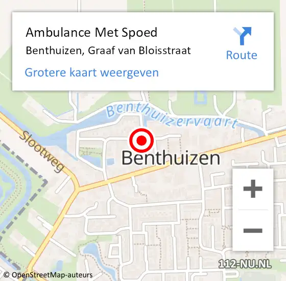 Locatie op kaart van de 112 melding: Ambulance Met Spoed Naar Benthuizen, Graaf van Bloisstraat op 25 februari 2018 18:24