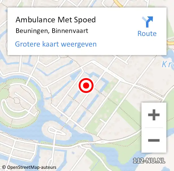 Locatie op kaart van de 112 melding: Ambulance Met Spoed Naar Beuningen, Binnenvaart op 25 februari 2018 19:06