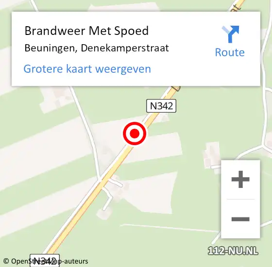 Locatie op kaart van de 112 melding: Brandweer Met Spoed Naar Beuningen, Denekamperstraat op 25 februari 2018 19:11