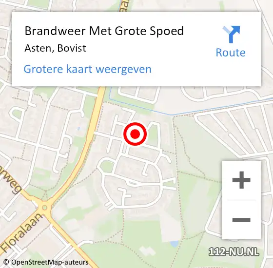 Locatie op kaart van de 112 melding: Brandweer Met Grote Spoed Naar Asten, Bovist op 25 februari 2018 20:00