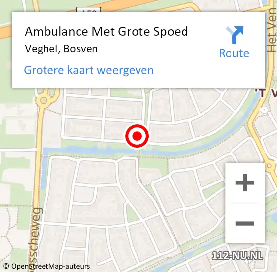 Locatie op kaart van de 112 melding: Ambulance Met Grote Spoed Naar Veghel, Bosven op 25 februari 2018 20:08