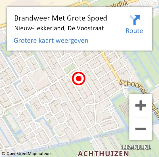 Locatie op kaart van de 112 melding: Brandweer Met Grote Spoed Naar Nieuw-Lekkerland, De Voostraat op 25 februari 2018 20:12