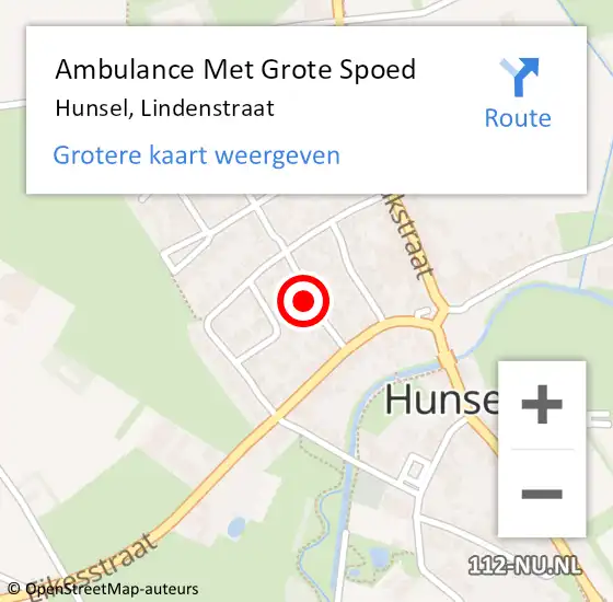 Locatie op kaart van de 112 melding: Ambulance Met Grote Spoed Naar Hunsel, Lindenstraat op 25 februari 2018 20:13