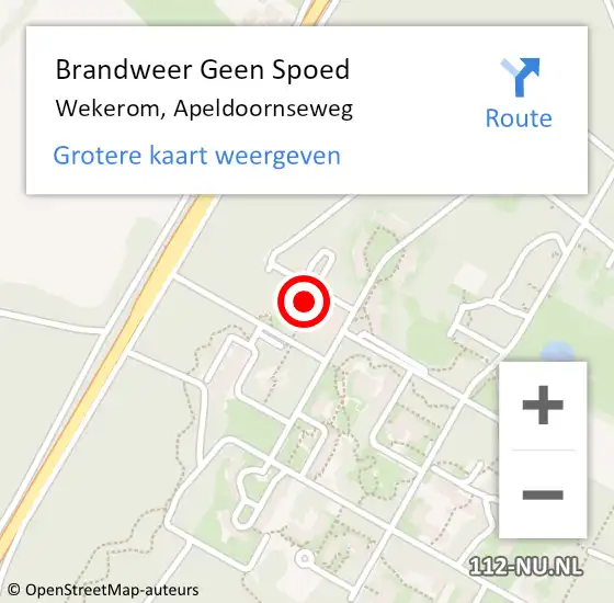 Locatie op kaart van de 112 melding: Brandweer Geen Spoed Naar Wekerom, Apeldoornseweg op 25 februari 2018 20:32