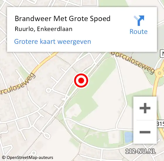 Locatie op kaart van de 112 melding: Brandweer Met Grote Spoed Naar Ruurlo, Enkeerdlaan op 25 februari 2018 20:52