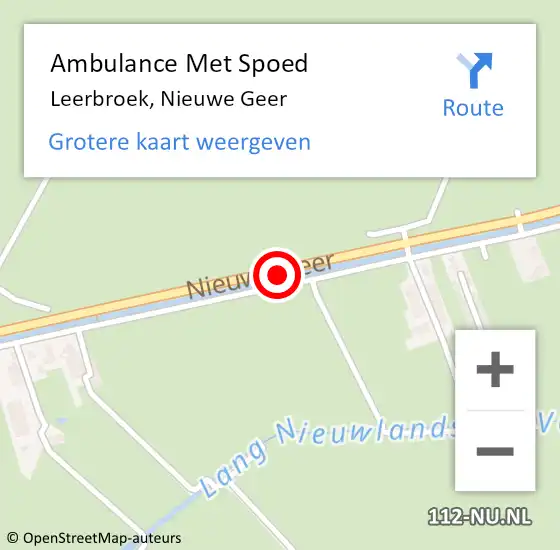 Locatie op kaart van de 112 melding: Ambulance Met Spoed Naar Leerbroek, Nieuwe Geer op 25 februari 2018 21:04