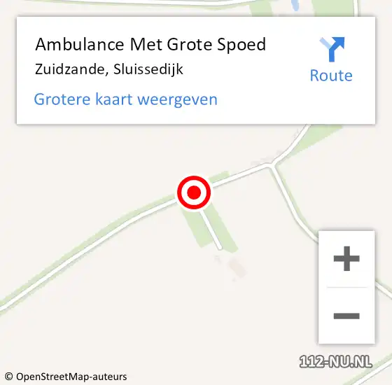 Locatie op kaart van de 112 melding: Ambulance Met Grote Spoed Naar Zuidzande, Sluissedijk op 25 februari 2018 21:06