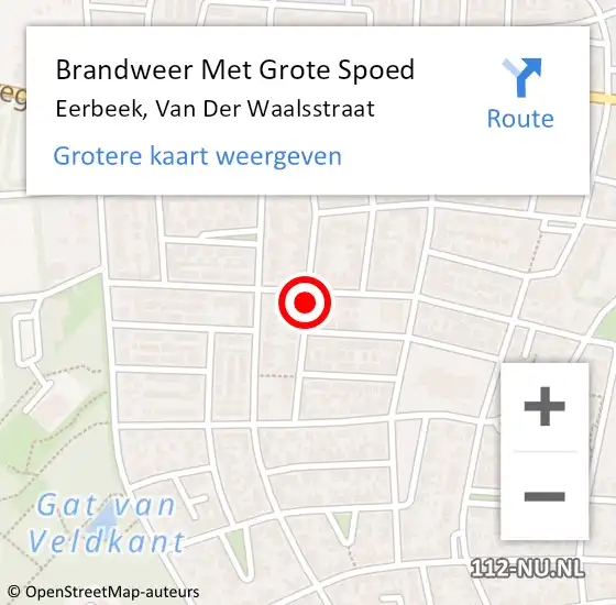 Locatie op kaart van de 112 melding: Brandweer Met Grote Spoed Naar Eerbeek, Van Der Waalsstraat op 25 februari 2018 22:26