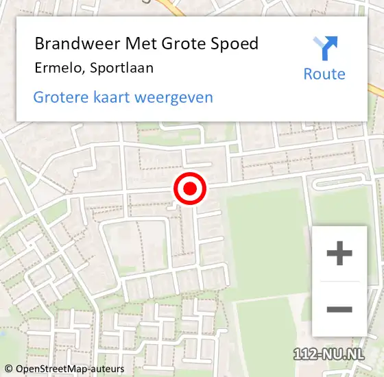 Locatie op kaart van de 112 melding: Brandweer Met Grote Spoed Naar Ermelo, Sportlaan op 25 februari 2018 23:15