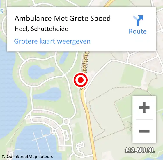 Locatie op kaart van de 112 melding: Ambulance Met Grote Spoed Naar Heel, Schutteheide op 26 februari 2018 00:02