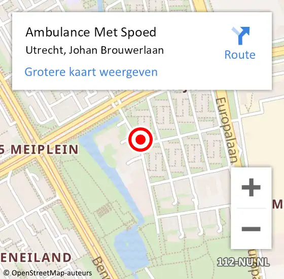 Locatie op kaart van de 112 melding: Ambulance Met Spoed Naar Utrecht, Johan Brouwerlaan op 26 februari 2018 00:44