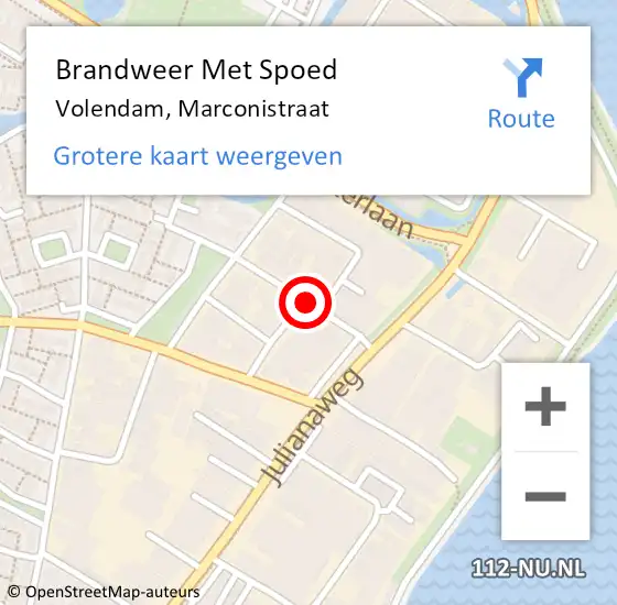 Locatie op kaart van de 112 melding: Brandweer Met Spoed Naar Volendam, Marconistraat op 26 februari 2018 03:03